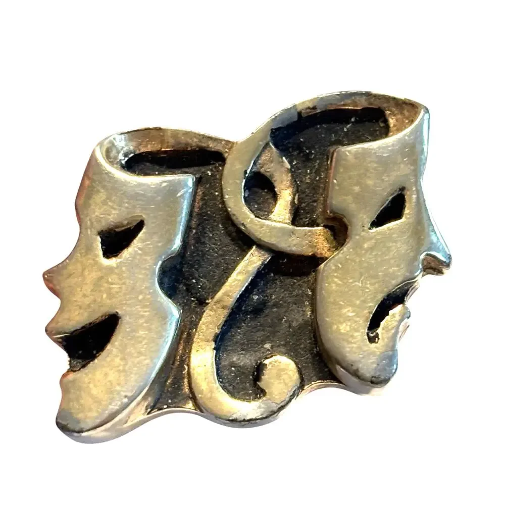 Vintage Mid Century 60's Gold Cufflinks Thespian masks comedy & tragedy faces